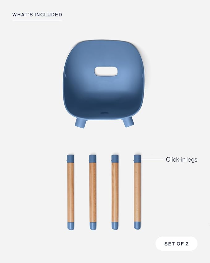 Lalo The Play Kit - Kids Table & Chairs Set with Sustainably Sourced Wood Table & 2 Non-Toxic Bucket Seat Chairs - Safe & Comfortable - Coconut/Blueberry