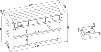 LKTART Solid Wood Console Table,Sofa Table with Storage Drawers and Bottom Shelf,Entryway Table for Entry Hallway Foyer Sofa Couch Table,Easy Assembled (48.8" Antique White)