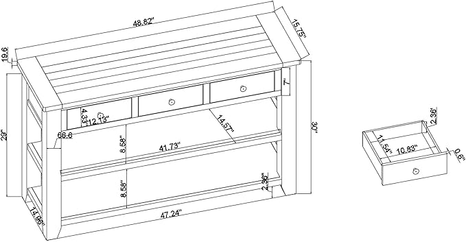 LKTART Solid Wood Console Table Sofa Table with Storage Drawers and Bottom Shelf Entryway Table for Entry Hallway Foyer Sofa Couch Table,Easy Assembled (48.8" Green)
