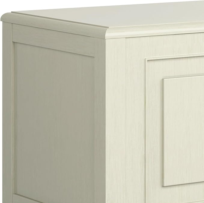 SIMPLIHOME Connaught Entryway Storage Bench - 51 inch Wide Solid Wood Storage Trunk Seat in Antique White, Traditional Bench for Entryway or Living Room with Lift-Up Lid and Decorative Moulding