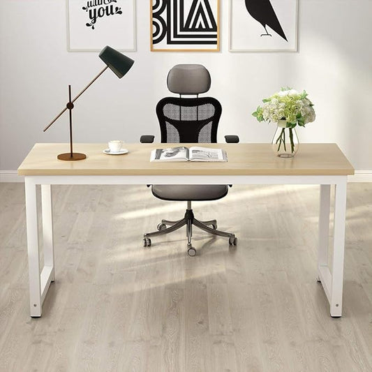 Tribesigns Computer Desk, 63 inch Large Office Desk Computer Table Study Writing Desk Workstation for Home Office, Walnut