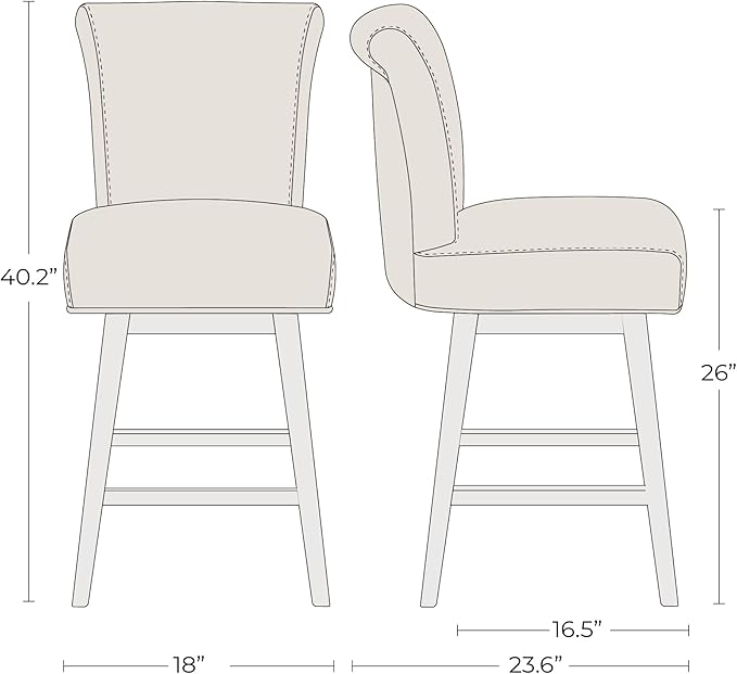 CHITA 26 Inch Counter Height Swivel Bar Stool, FSC Certified Modern Upholstered Faux Leather Swivel Barstool Chair with Back, Blue