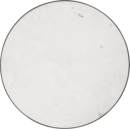 Kate and Laurel Gribben Modern Round Marble Side Table, 14 x 14 x 24, White and Gray Gunmetal, Tripod-Base Bedside Table for Display and Storage as a Bedroom Nightstand or Living Room Accent