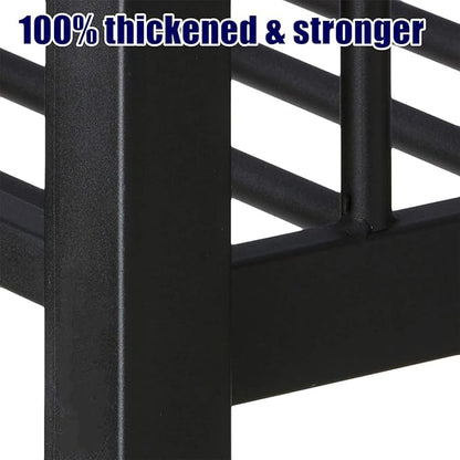 Latest Upgrade & Stronger Steel Full XL Over Queen Bunk Bed, Heavy Duty Thickened More Rust-Proof Metal Bunk Queen Bed with Enhanced Legs & Slats (Easier Assembly) (Full XL Over Queen)