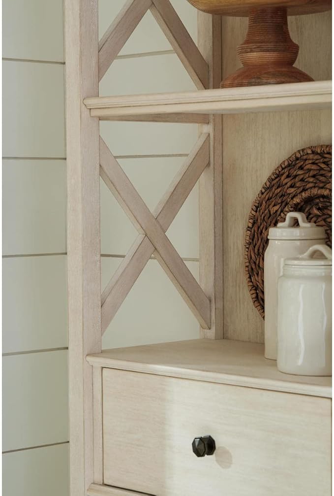 Signature Design by Ashley Bolanburg Cottage Chic Display Cabinet or Bookcase, Antique White