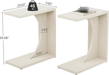 Tribesigns C-Shaped End Table for Couch, Sofa Side Table, C Table for Small Space, Living Room, Bedroom (2, Beige)