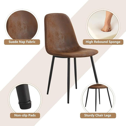 7 Piece Dining Table Set，Dinner Table Set for 6，55'' Kitchen Table and Suede Nap Fabic Chairs Set of 6，6 Chair Dining Table Set for Kitchen Dining Room