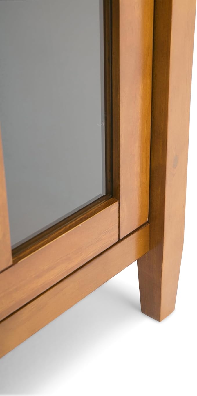 SIMPLIHOME Warm Shaker SOLID WOOD 39 inch Wide Transitional Medium Storage Media Cabinet in Light Golden Brown for the Living Room, Entryway and Family Room