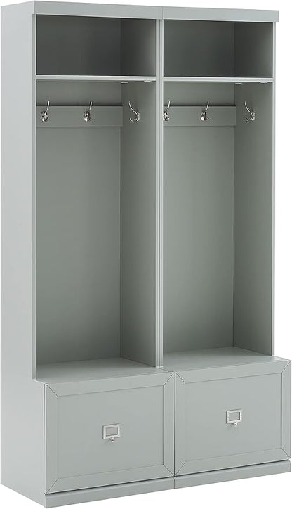 Crosley Furniture Harper 2-Piece Hall Tree Entryway Set with Storage Bench and Coat Rack Hooks for Hanging, Gray