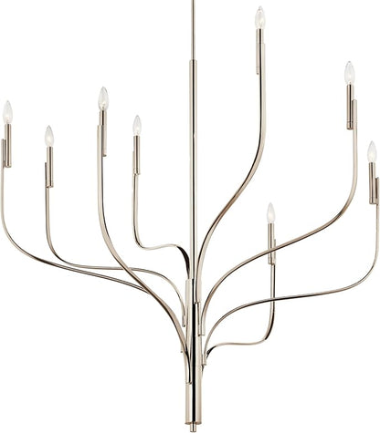 KICHLER Livadia 8-Light Chandelier, Soft Modern-Light in Polished Nickel, for Foyer, Great Room, or Vaulted Dining or Bedroom (47.75" x 47.75"), 52675PN