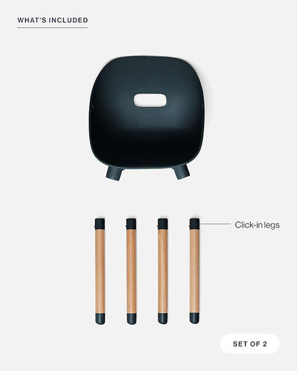 Lalo The Play Chair - Wooden & Non-Toxic Plastic Kids & Toddler Chair - Sturdy Bucket Seat, Easy to Clean, Up to 200 lb. Weight Capacity, Set of 2 - Licorice