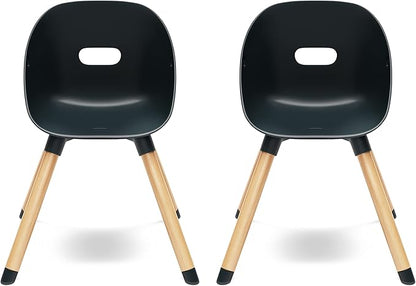 Lalo The Play Chair - Wooden & Non-Toxic Plastic Kids & Toddler Chair - Sturdy Bucket Seat, Easy to Clean, Up to 200 lb. Weight Capacity, Set of 2 - Licorice