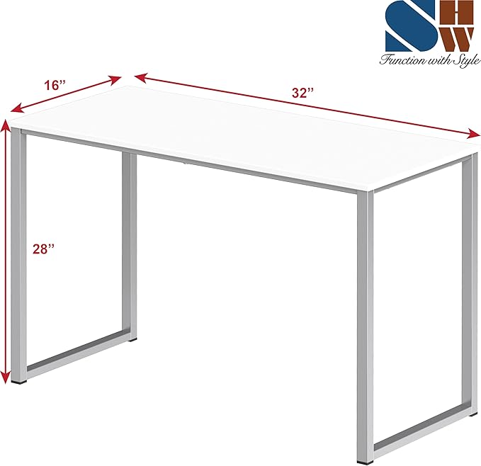 SHW Mission 32-Inch Home Office Computer Desk, White