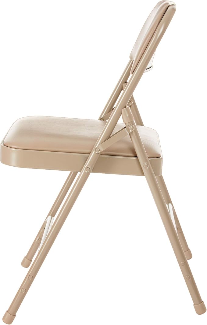 OEF Furnishings OEF1200 Series Premium Heavy Duty Vinyl Padded Folding Chairs, Commercial Grade 500 lb Capacity (4-Pack, French Beige)