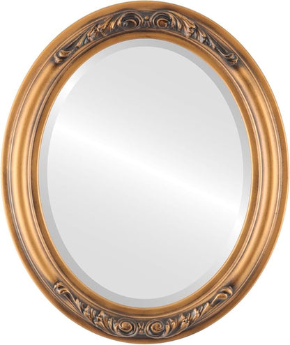 OVALCREST Oval Beveled Wall Mirror for Home Decor - Florence Style - Sunset Gold - 40" x 28"