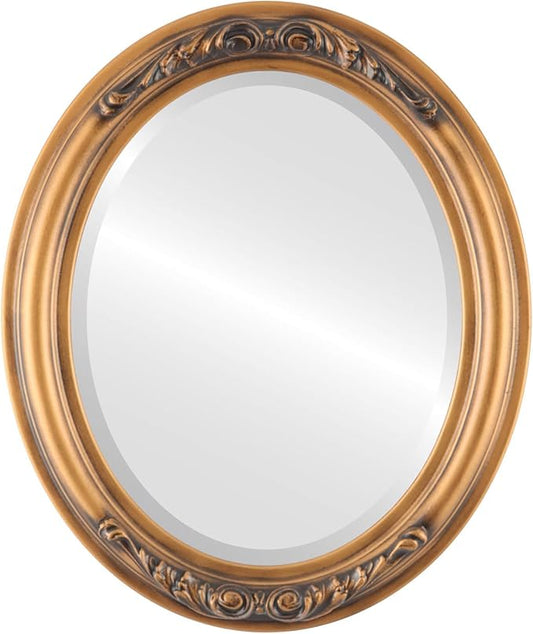 OVALCREST Oval Beveled Wall Mirror for Home Decor - Florence Style - Sunset Gold - 28" x 24"