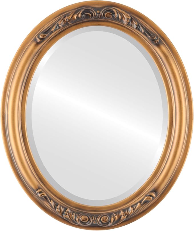 OVALCREST Oval Beveled Wall Mirror for Home Decor - Florence Style - Sunset Gold - 20" x 16"
