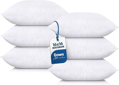 Utopia Bedding Throw Pillows (Set of 6, White), 16 x 16 Inches Pillows for Sofa, Bed and Couch Decorative Stuffer Pillow