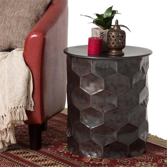 SIMPLIHOME Whitney Industrial 17 inch Wide Metal Storage Accent Side Table in Antique Bronze, Fully Assembled for the Living Room and Bedroom