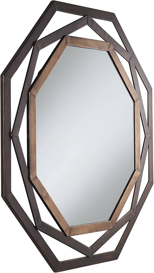 Uttermost Two-Tone Bronze 32" Openwork Octagonal Wall Mirror