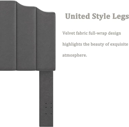 King Size Headboard Only, Velvet Wall Mounted Headboard King/California for Adjustable Bed Modern Upholstered Head Board Easy Assembly, Dark Gray