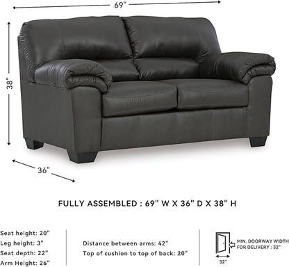 Signature Design by Ashley Bladen Faux Leather Loveseat, Gray
