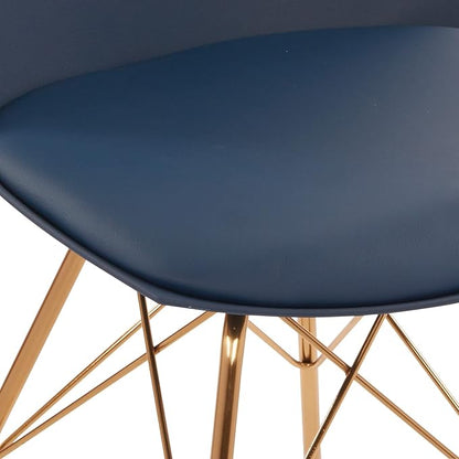OSP Home Furnishings Oakley Mid-Century Modern Bucket Dining Chair with Faux Leather Padded Seat, Navy Blue