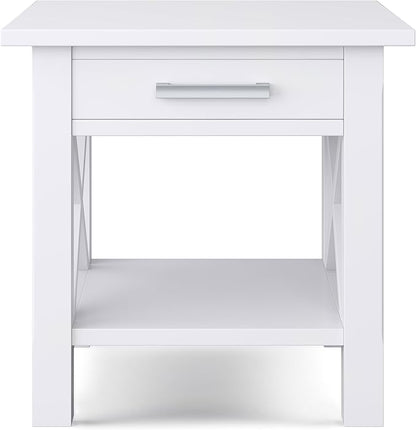 SIMPLIHOME Kitchener SOLID WOOD 21 inch Wide Square Contemporary End Table in White for the Living Room and Bedroom