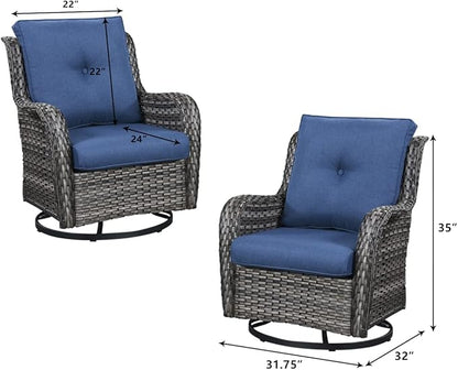 HUMMUH 4 Pieces Outdoor Furniture Patio Furniture Set Wicker Outdoor Sectional Sofa with Swivel Rocking Chairs,Outdoor Coffee Table