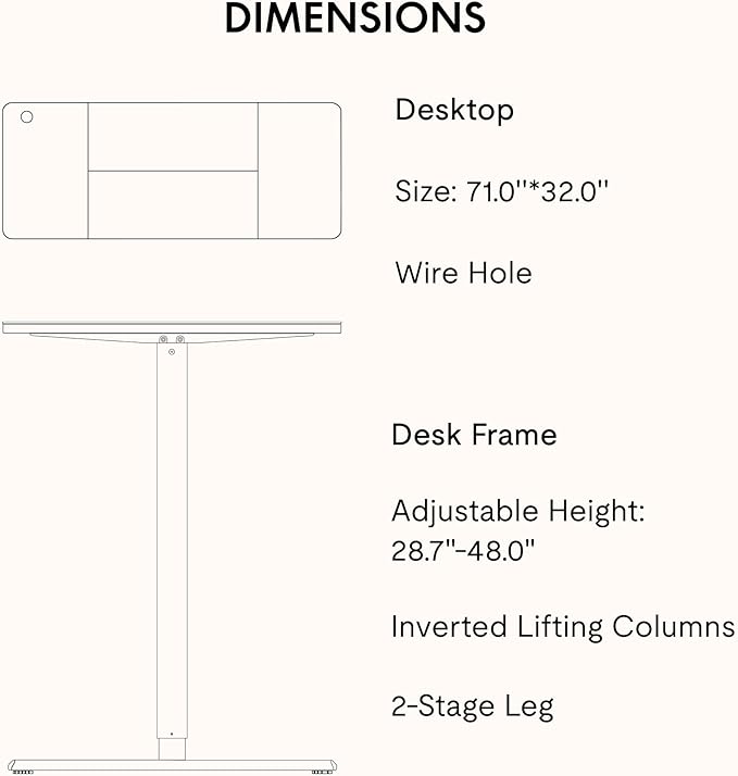 SANODESK Electric Standing Desk 71x32 Inch Height Adjustable Stand Up Desk Home Office Computer Workstation Sit Stand Home Office Desk with Splice Board (Black Frame + Black Top)