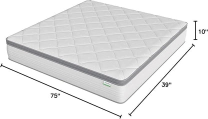 Novilla Twin Mattress, 10 Inch Twin Hybrid Mattress for Kids, Pocket Innerspring Pillow Top Mattresses for Motion Isolation, Pressure Relief & Edge Support, Medium Firm Feel
