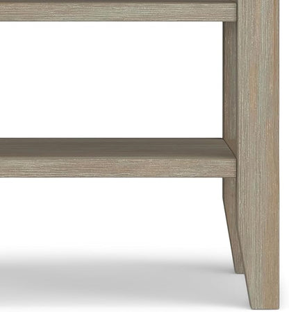 SIMPLIHOME Acadian SOLID WOOD 19 Inch Wide Square Transitional End Table in Distressed Grey, For the Living Room and Bedroom