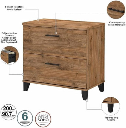 Pemberly Row 2 Drawer Lateral File Cabinet in Fresh Walnut - Engineered Wood