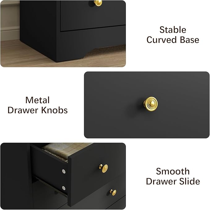 LYNSOM Modern 10 Drawer Dresser, 55.1" Wide Dressers & Chests of Drawers with Large Capacity Storage, Mid Century Black Dresser for Bedroom, Hallway, Black