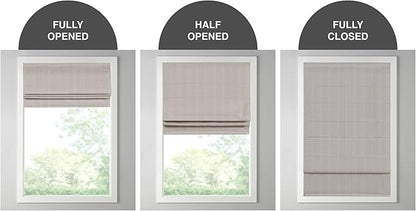 Madison Park Galen Cordless Roman Shade, 35"W x 64"H, Sheen Taupe – Room Darkening, Thermal Insulated, Energy Efficient Window Blind with Subtle Sheen Basketweave Fabric for Privacy