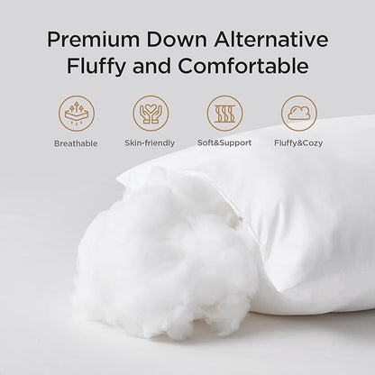 Acanva 22x22 Throw Pillow Inserts Set of 2, Premium Polyester Fiber Fill Square Sham Stuffer Cushion for Sofa, Bed, Couch and Chair, Machine Washable, 22x22 Inch(for 20x20 Cover), White 2 Count