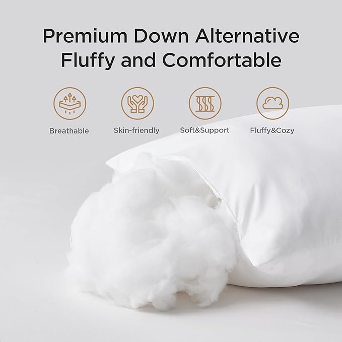 Acanva 28x28 Throw Pillow Inserts Set of 4, Premium Polyester Fiber Fill Square Sham Stuffer Cushion for Sofa, Bed, Couch and Chair, Machine Washable, 28x28 Inch(for 26x26 Cover), White 4 Count