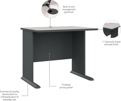 Bush Business Furniture Series A 36W Small Desk in White Spectrum and Slate, Compact Computer Table for Home or Professional Office