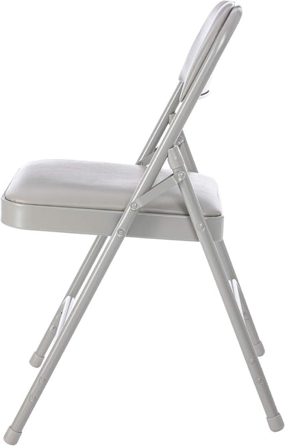 OEF Furnishings OEF1200 Series Premium Heavy Duty Vinyl Padded Folding Chairs, Commercial Grade 500 lb Capacity (4-Pack, Warm Gray)