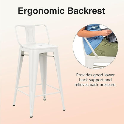 HAOBO Home Metal Bar Stools Set of 2 Low Back Counter Height Barstools 30" Industrial Barstool Patio Stool Metal Kitchen Stools Bar Chairs for Indoor Outdoor