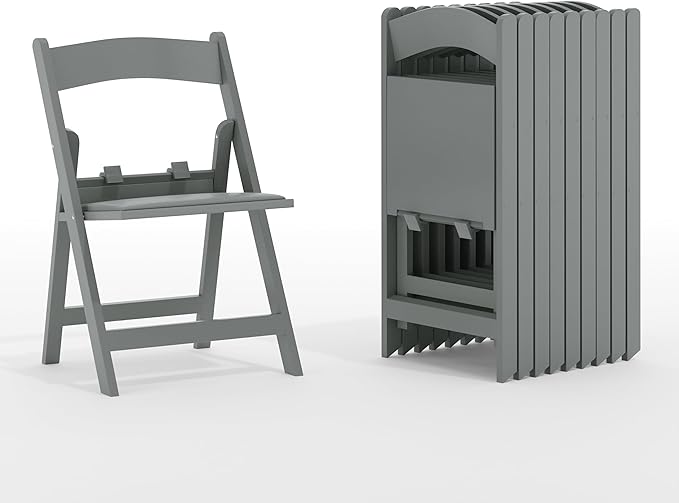 Flash Furniture Hercules Set of 10 Kids Gray Resin Folding Chair with Gray Vinyl Padded Seat