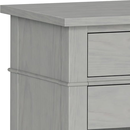 SIMPLIHOME Carlton Solid Wood 24 Inch Wide Contemporary Bedside Nightstand Table in Fog Grey, for The Living Room and Bedroom