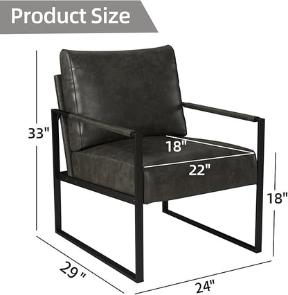 INZOY Accent Arm Chair with Metal Frame Set of 6, Comfy Living Room Chair with Plump Backrest and Cushion, Mid Century Modern Chair with Sturdy Structure, Easy to Clean, Dark Grey