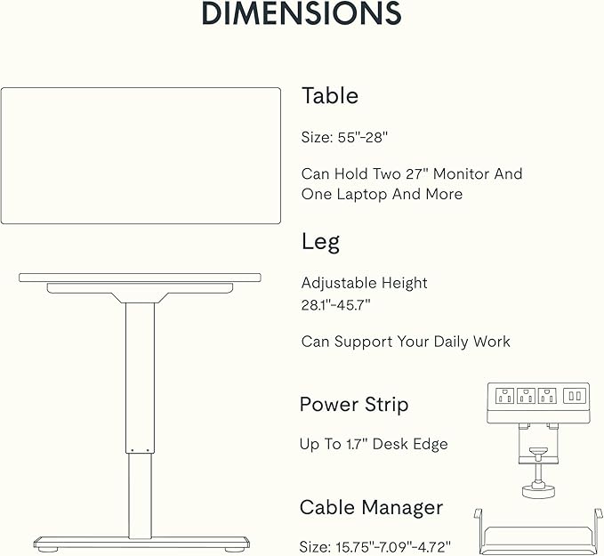 FLEXISPOT EN2 Whole-Piece Standing Desk with Clamp Power Strip, 55 x 28 Electric Stand Up Height Adjustable Desk with Cable Management (Gray Frame + 55" Rustic Brown Desktop, 2 Packages)