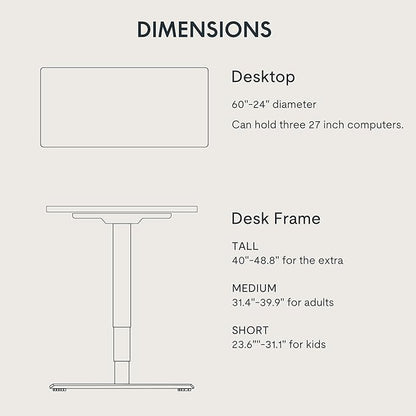 FLEXISPOT E6 Standing Desk 3 Stages Dual Motor Electric 60x24 Inch Whole-Piece Board Height Adjustable Electric Sit Stand Desk(Black Frame + Maple Desktop, 2 Packages)