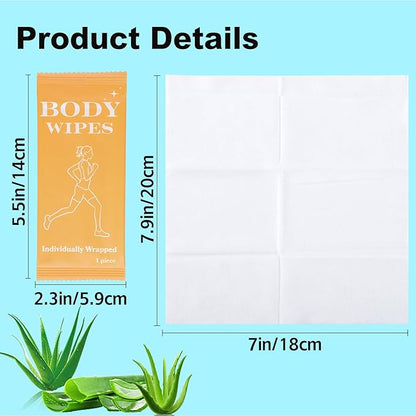 200 Pack Body Wipes Individually Wrapped, Shower Wipes For Adults, No Rinse Bath Wipe Bulk, Cleansing Wipe Travel Size for Travel, Gym, Camping, Outdoors Sports (Orange)