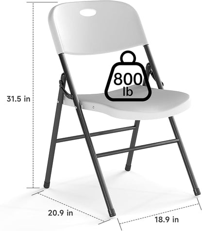 40 Pack Folding Chair, 800 Weight Limit Heavy Duty Plastic Folding Chair Portable Seating for Indoor Outdoor Events, Wedding, Party, Restaurant, Meeting Room White