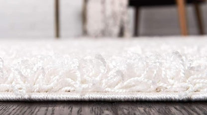 Unique Loom Solid Shag Collection Area Rug (8' Square, Snow White)