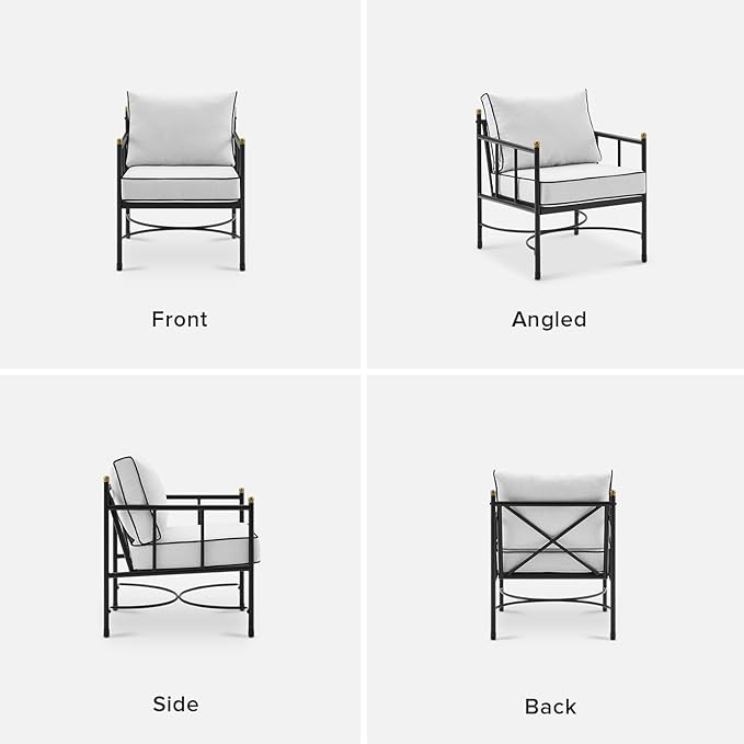 mopio Odelia Patio Chairs Set of 2, Outdoor Chair with Removable Cushions and Rust Free Metal Frame, Conversation Sets for Front Porch, Balcony, Apartments, Yard, Bistro (Lounge Chair x2, Offwhite)