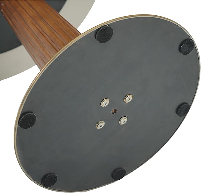 Sintered Stone Office Table - 33.5" Round Table for Small Offices (Light Brown Leg and Black Top, 1 Table Only)